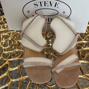 Steve Madden Tan Sandals with Metallic Straps